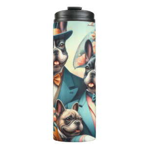 Funny Vintag French Bulldog Painting Thermosbecher