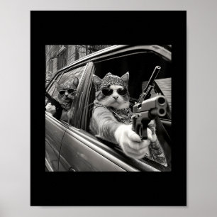 Funny Vintag Gangster Cat Meme Cat Vater Frauen Gr Poster