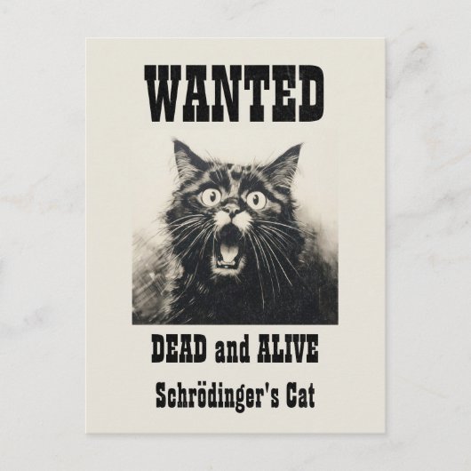 Funny Vintag Gewollt Poster Schrödingers Katze Postkarte (Vorderseite)