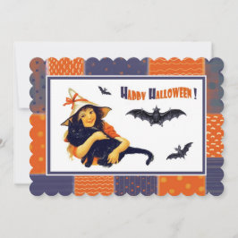 Funny Vintag Girl Halloween-Party Einladungen