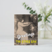 Funny Vintag Greetings Crystal Ball Halloween Postkarte (Stehend Vorderseite)