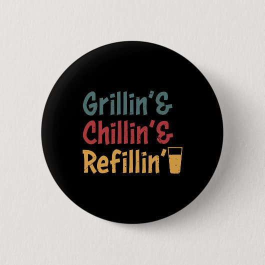 Funny Vintag Grill Vater - Grillabfüllung Button (Vorderseite)