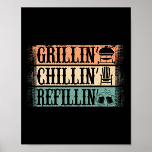 Funny Vintag Grill Vater - Grillabfüllung Poster