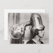 Funny Vintag Haartrockner Postkarte (Vorne/Hinten)