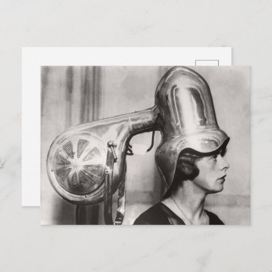 Funny Vintag Haartrockner Postkarte (Vorne/Hinten)