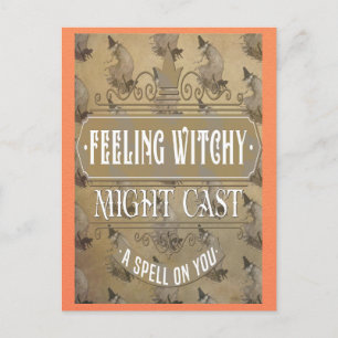 Funny Vintag Halloween Hexenzauber Postkarte