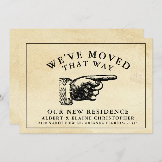 Funny Vintag Hand New Address Ankündigung (Vorne/Hinten)