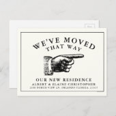 Funny Vintag Hand Weiße neue Adresse Ankündigungspostkarte (Vorne/Hinten)