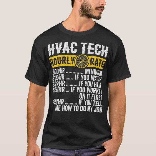 Funny Vintag HVAC Techniker Bekleidung Stundensatz T-Shirt (Vorderseite)