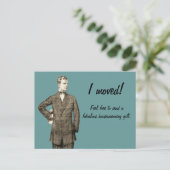 Funny Vintag Ich bewegt Ankündigungspostkarte (Stehend Vorderseite)