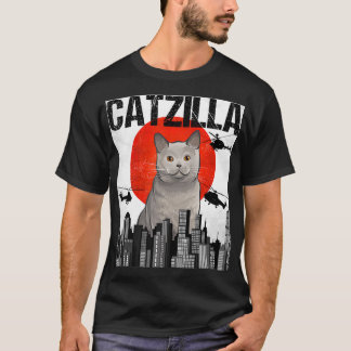 Funny Vintag Japanese Catzilla British Shorthair T-Shirt