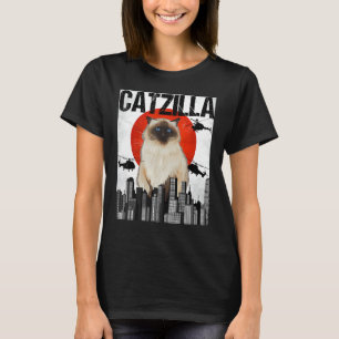 Funny Vintag Japanese Catzilla Himalayan Cat T-Shirt