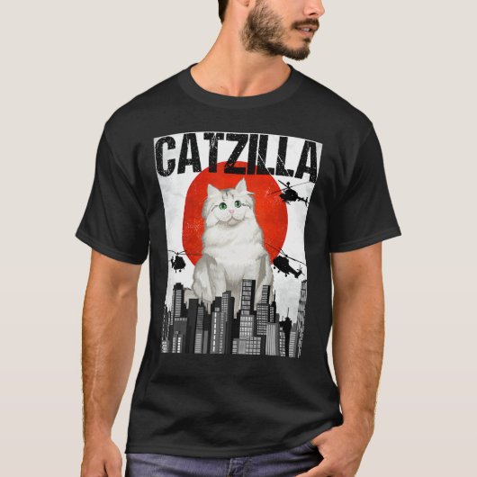 Funny Vintag Japanisch Catzilla Ragamuffin Cat T-Shirt (Vorderseite)