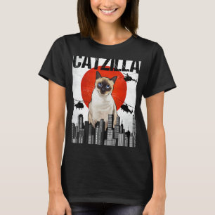 Funny Vintag Japanisch Catzilla Siamese Cat T-Shirt