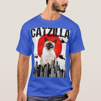 Funny Vintag Japanisch Catzilla Siamese Cat T-Shirt