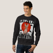 Funny Vintag Japanisch Catzilla Sphynx Cat Sweatshirt (Vorne ganz)