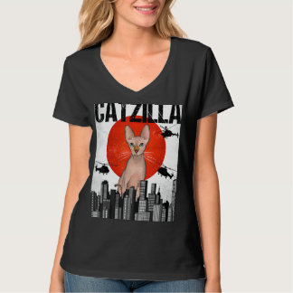 Funny Vintag Japanisch Catzilla Sphynx Cat T-Shirt