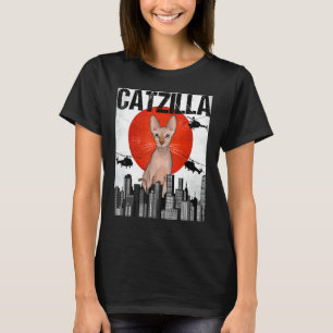 Funny Vintag Japanisch Catzilla Sphynx Cat T-Shirt