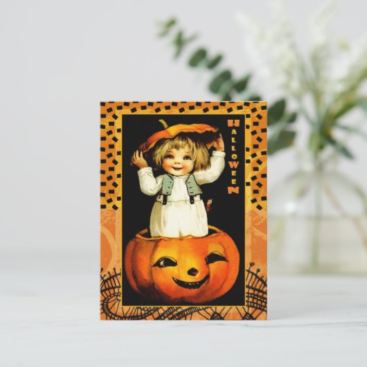 Funny Vintag Kid Halloween Postkarten (Stehend Vorderseite)