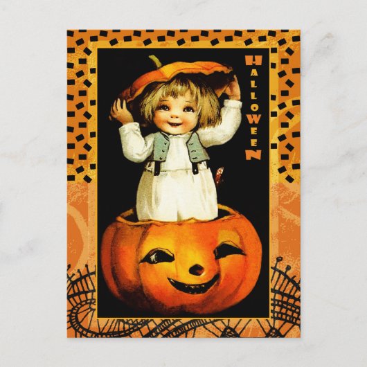 Funny Vintag Kid Halloween Postkarten (Vorderseite)