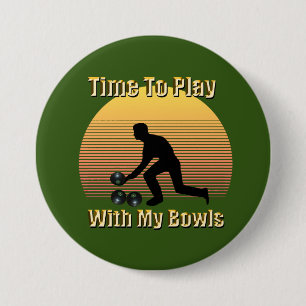 Funny Vintag Lawn Bowls Play Time, Abzeichen Button