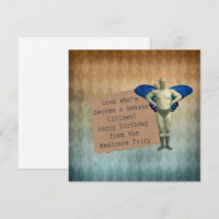 Funny Vintag Male Fairy Senior Birthday Card
