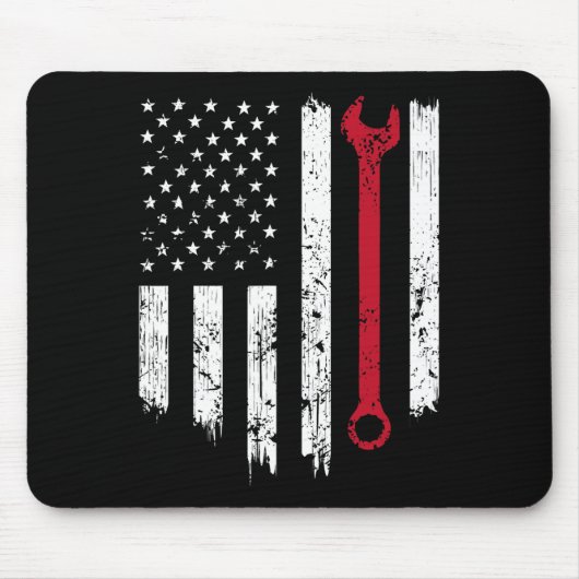 Funny Vintag Mechanic Not American Flag Gi Mousepad (Vorne)