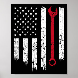 Funny Vintag Mechanic Not American Flag Gi Poster