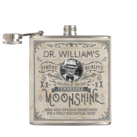 Funny Vintag Moonshine Hillbilly Medicine Custom Flachmann (Geöffnet)