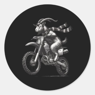 Funny Vintag Motocross Bike Graphic Goat Riding D Runder Aufkleber