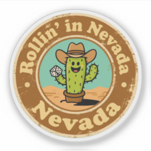 Funny Vintag Nevada Cactus Cowboy Hat Dice Retro Aufkleber