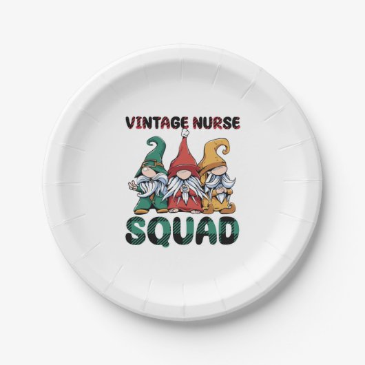 Funny Vintag Nurse Squad Nursing Gnomes Pappteller (Vorderseite)