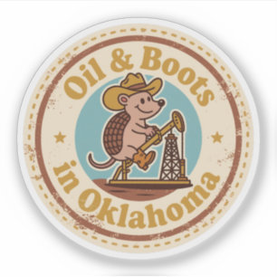 Funny Vintag Oklahoma Armadillo Cowboy Retro Aufkleber