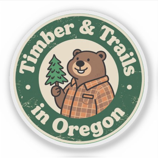 Funny Vintag Oregon Beaver Flannel Evergreen Aufkleber (Vorderseite)