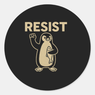 Funny Vintag Resist Penguin Activism Graphic Desi Runder Aufkleber