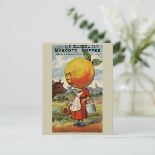 Funny Vintag Retro Coffee Advertising Postkarte (Stehend Vorderseite)