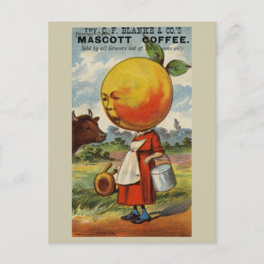 Funny Vintag Retro Coffee Advertising Postkarte (Vorderseite)