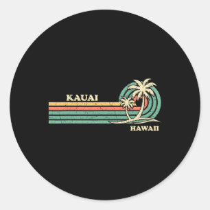Funny Vintag Retro Summer Vacation Hawaii Kauai B Runder Aufkleber