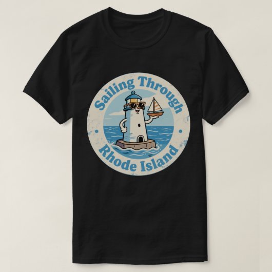 Funny Vintag Rhode Island Lighthouse Sailboat T-Shirt (Design vorne)