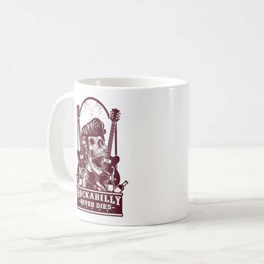 Funny Vintag Rockabilly Skeleton Kaffeetasse (Vorderseite Links)