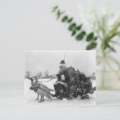 Funny Vintag Santa Turkey Sleigh Postkarte (Stehend Vorderseite)