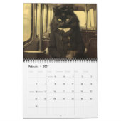 Funny Vintag Sepia Foto Black Cat Kalender (Feb 2027)
