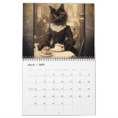Funny Vintag Sepia Foto Black Cat Kalender (Mär 2027)