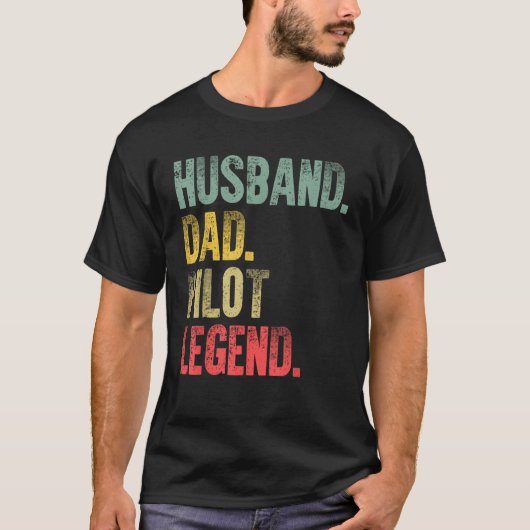 Funny Vintag Shirt Husband Vater Pilot Legend Retr (Vorderseite)