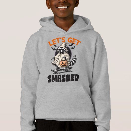 Funny Vintag Skateboarding Raccoon Halloween Hoodie (Vorderseite)