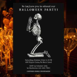 Funny Vintag Skeleton Halloween-Party Einladung