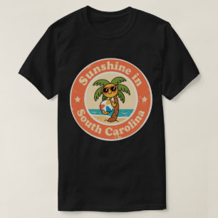 Funny Vintag South Carolina Palmetto Tree Beach T-Shirt