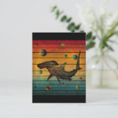 Funny Vintag Space Shark Postkarte (Stehend Vorderseite)