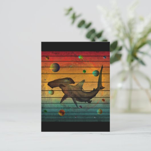 Funny Vintag Space Shark Postkarte (Stehend Vorderseite)