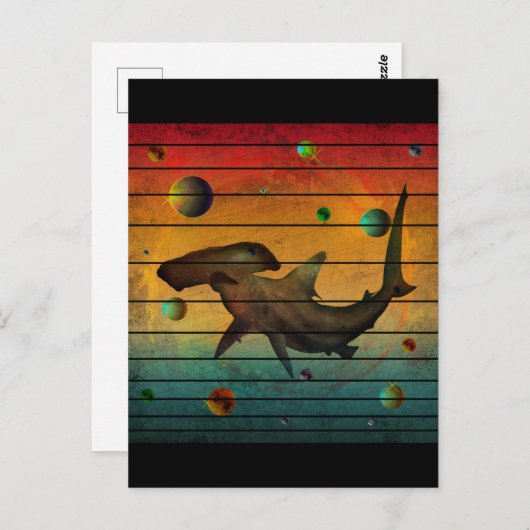 Funny Vintag Space Shark Postkarte (Vorne/Hinten)